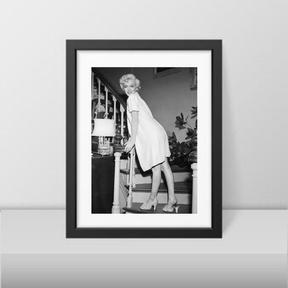 Marilyn Monroe Iconic Sexy Marabou Slippers Print  Framed Vintage Wall Decor - Picture 1 of 1